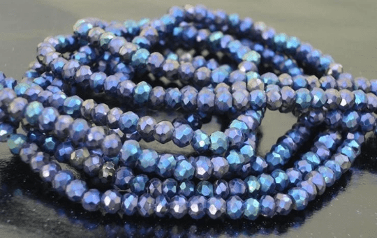 Gorgeous Mystic BLUE RAINBOW QUARTZ faceted rondelles 14 inches strand 3.5-4mm