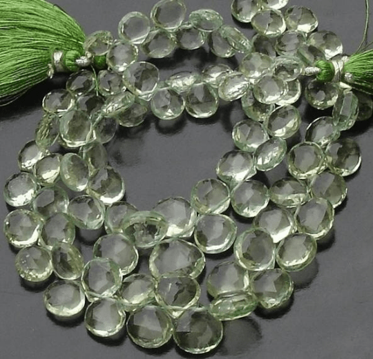 Wholesale Price Offer, Full Strand, 8-12mm Long,Gorgeous Item, GREEN AMETHYST Faceted Heart Shape Briolettes