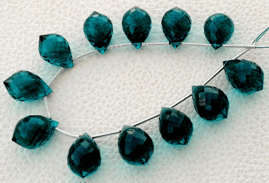 4 Matched pairs, SUPERB PARAIBA Blue Quartz Faceted Chandelier Shape Briolettes,14X10mm Size,Finest Item