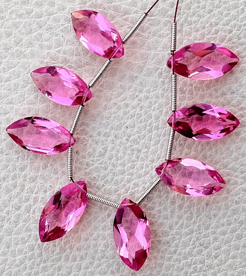 5 Matched pairs, SUPER New Pink  Quartz Faceted CUT Marquise Shape Briolettes,16X8mm Size,Finest Item