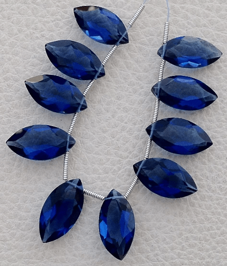 5 Matched pairs, KASHMIR BLUE Quartz Faceted CUT Marquise Shape Briolettes,16X8mm Size,Finest Item