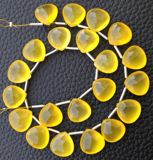 Brand New, 5 Matched Pairs,12x12mm MADERA YELLOW Chalcedony Faceted Heart Briolettes,Amazing Item at Low Price