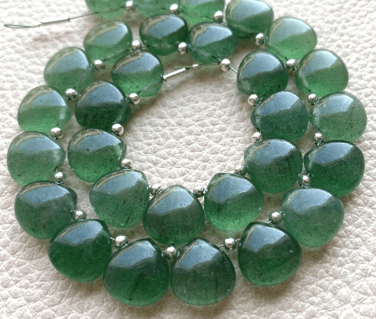4 Matched Pairs,10x10mm Smooth Heart,Natural Green Strawberry Quartz Smooth Heart Shape Briolettes Great Quality at Low Price