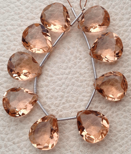4 Matched pairs, Superb CHAMPAGNE QUARTZ New Cut Faceted Heart Shape Briolettes,12x14mm Long,Superb