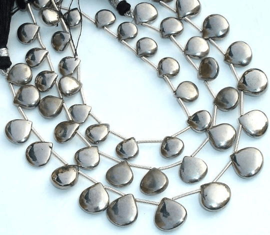 Wholesale Price, Pyrite Smooth Heart Shape Briolettes,17 Pieces, 9-10mm size,Super Polished as AAA Grade