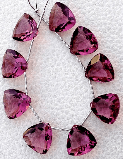 4 Matched pairs, Superb KUNZITE Quartz Faceted CUT Trillion Shape Briolettes,14X14mm Size,Finest Item