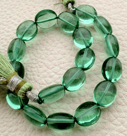 Brand New,Full 8 Inch Long Strand, NEW GREEN Quartz Smooth Ovals Beads,8x10mm, Matched Pieces,Amazing Item