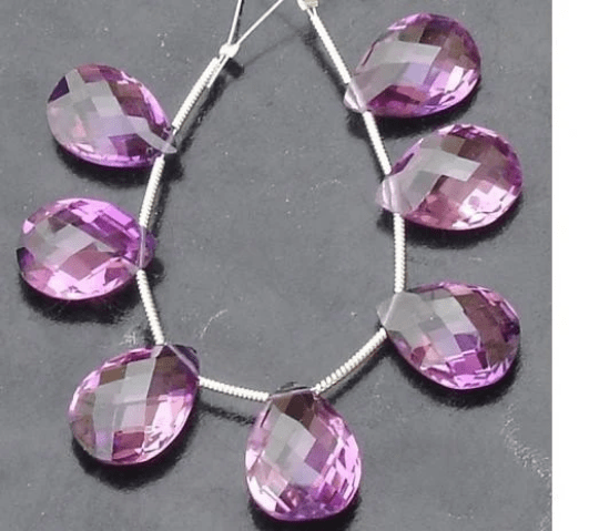 Gorgeous KUNZITE COLOR QUARTZ Faceted Pear Shape Briolettes 7 Pcs 14-15mm Long Great ItemEM