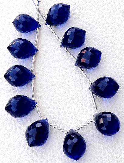 4 Matched pairs, SUPERB KASHMIR Blue Quartz Faceted Chandelier Shape Briolettes,14X10mm Size,Finest Item