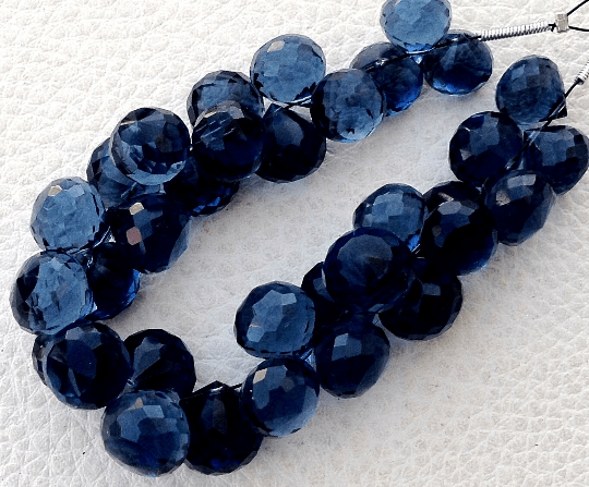 Full 7 Inch Long Strand, LONDON Blue Quartz Micro Faceted Onions Shape Briolettes,7-8mm size,Superb Item at Low Price