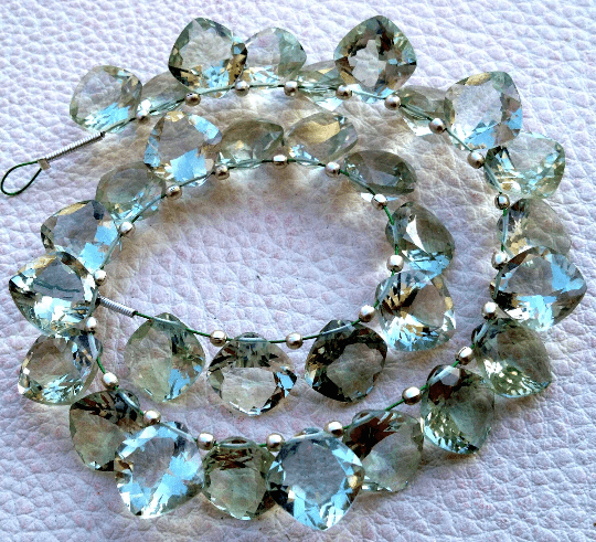 5 Matched Pair Gorgeous, Super Quality GREEN AMETHYST Cut 10x10mm CUSHION Shape Briolettes,Great Price