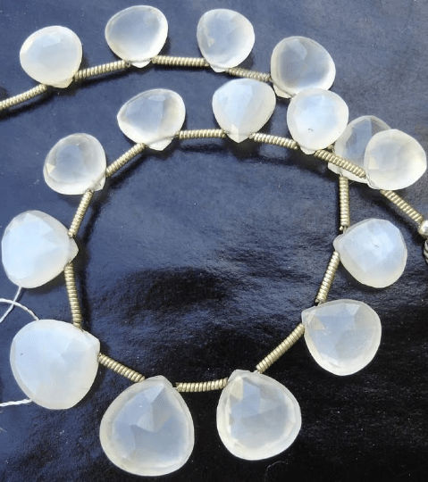 8 Inch,VERY-FINEST-SUPERB aaa Quality White Moonstone Faceted Heart Briolettes,8-10mm size aprx,Great Item