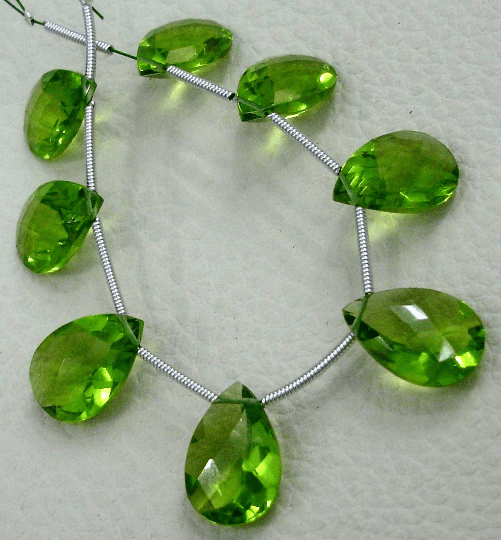 PARROT Green quartz Cut Pear Briolettes,10x15mm Cut Pear,SUPERB-FINEST-aaa Quality,very Low Price