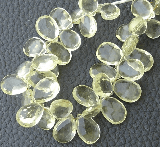 New Arrival, 1/2 Strand, LEMON QUARTZ Quartz Faceted Pear Shape Briolettes, 10-12mm size,Superb Item at Low Price