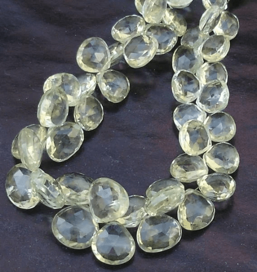 Full 7 Inch Strand, Super Quality,Green Amethyst Faceted Heart Shaped Briolettes, 10-11mm Long size,GORGEOUS