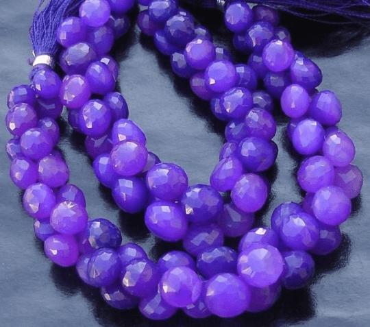 Brand New,6 Inches Strand, Rare Purple Chalcedony Micro Faceted Onions Briolettes,8-9mm Long size,GORGEOUS.