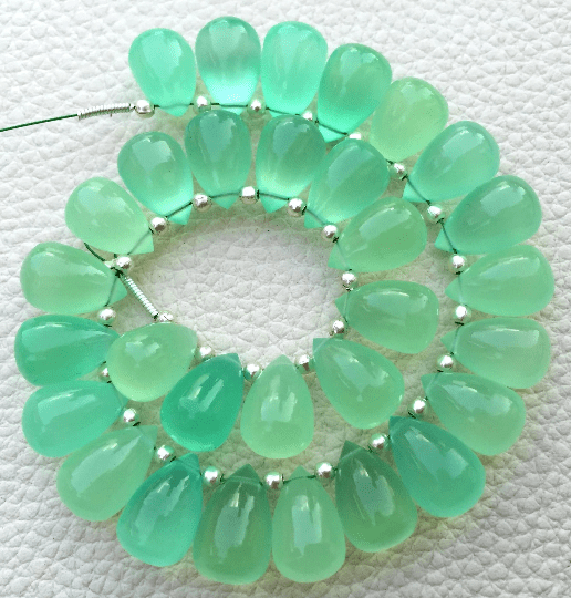Brand New, 5 Matched Pairs, 12x8mm Long aprx.,PREHNITE GREEN CHALCEDONY Smooth Drops Briolettes,Amazing Item at Low Price
