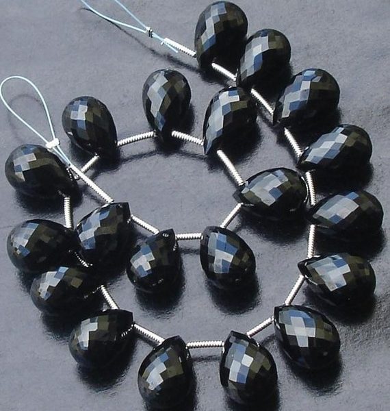 5 Matched pair of GORGEOUS,Best Cut, 10X15MM, BLACK SPINAL Faceted Drops Shape Briolettes,Best Quality
