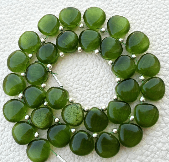 5 Matched Pairs,CHROME GREEN Cat's Eye Quartz Smooth Heart 10x10mm,Finest Items at Low Price