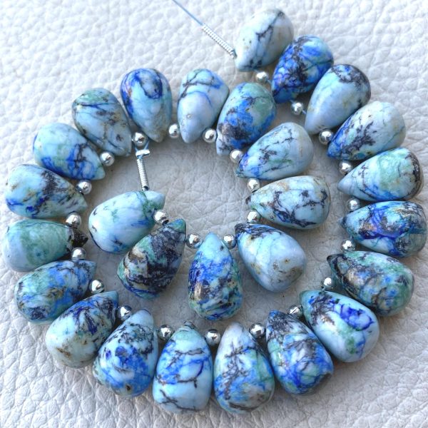Brand New, 3 Matched Pair, Oyster Arizona Lapis TURQUOISE Smooth Drops Shape Briolettes, 12x8mm size.Superb Item at Low Price
