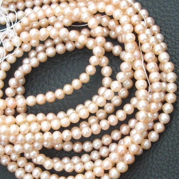 16 Inch Long Strand,SUPER-FINEST-Natural- Fresh- Pink Water Pearls,Smooth Round Balls,5mm Size