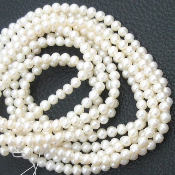 16 Inch Long Strand,SUPER-FINEST-Natural- Fresh- White Water Pearl,Smooth Round Balls,5mm Size