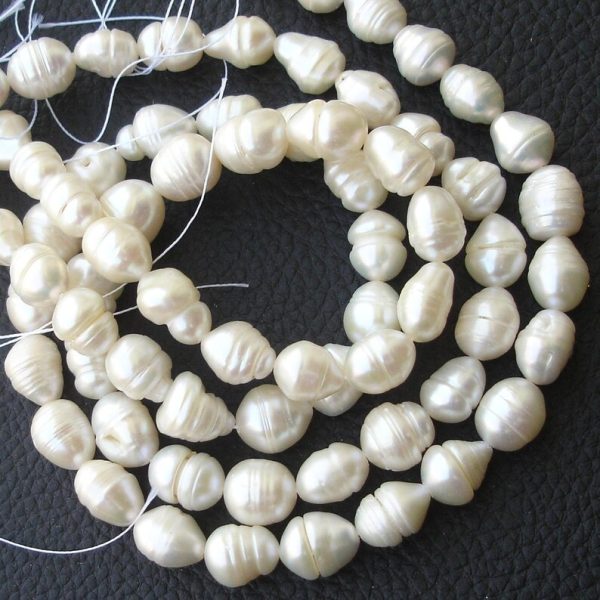 16 Inch Long Strand,Superb-FINEST-Natural- Fresh-Water, White PEARL NUGGETS Briolettes,12-14mm Long,Superb.