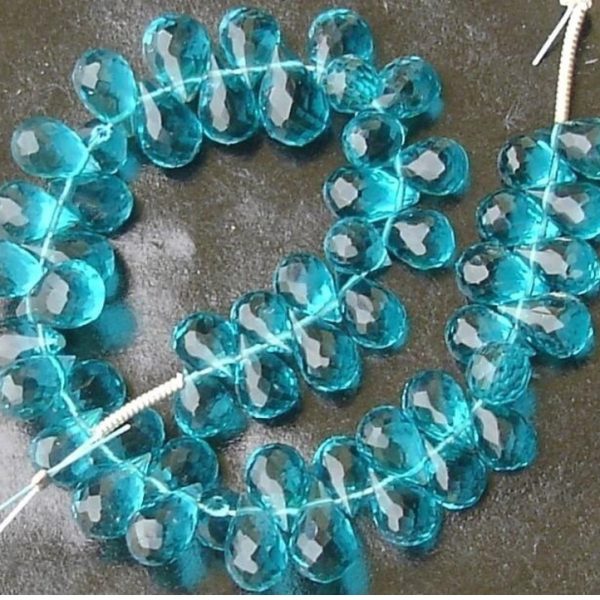 25 Pcs of Extremely Beautiful PARAIBA BLUE QUARTZ Micro Faceted Tear Drop Briolette 7-8mm Long, Great Item At Low Price