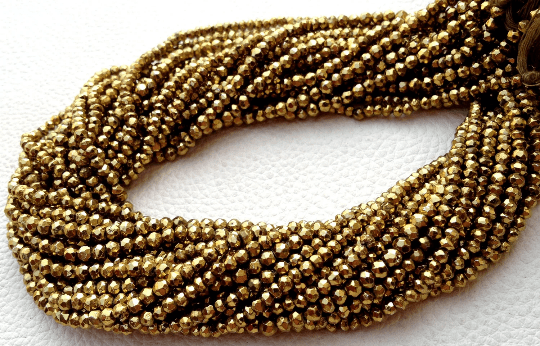 Brand New, Mystic Deep GOLDEN Pyrite Faceted Rondelles, 3.5mm size,Amazing AAA Quality Wholesale Price.