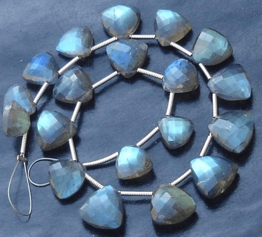 Fine Quality,Blue Flashy Labradorite Faceted TRILLION Shape Briolettes, 8-9mm Long aprx, 19 Pieces,Great Item at Low price