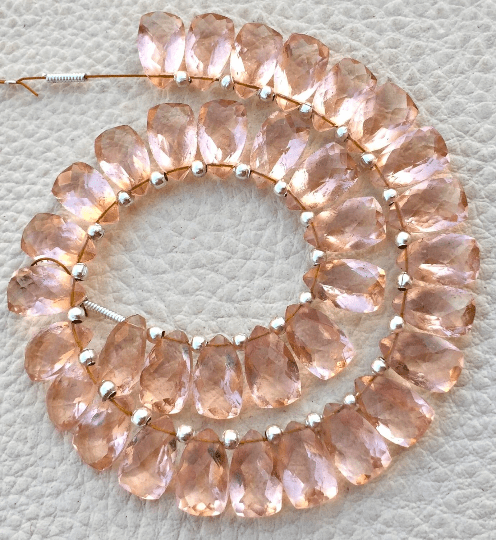 Brand New, Full 6 Inch Strand, Champagne QUARTZ Faceted Pyramid Shape Briolettes,10x6mm size,Superb Item at Low Price
