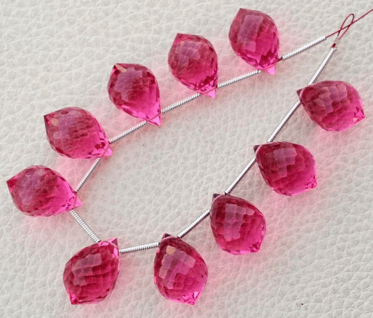 4 Matched pairs, Superb NEW PINK Quartz Faceted Chandelier Shape Briolettes,14X10mm Size,Finest Item