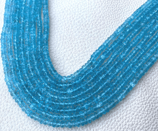 Latest Arrival, Natural SKY BLUE APATITE Micro Faceted Rondelles,Full 13 inch Strand Of Manufacturer Price Rondells,Machine Cut Quality.