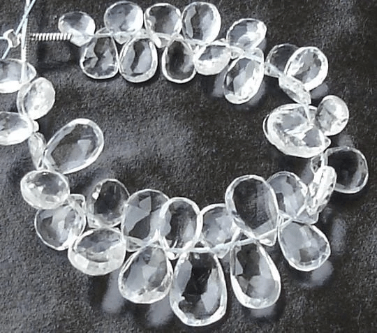 New Arrival, Full Strand, WHITE TOPAZ Faceted Pear, Flawless Gorgeous Topaz briolettes, 20 pieces of aprx. in size of 8-9mm long.
