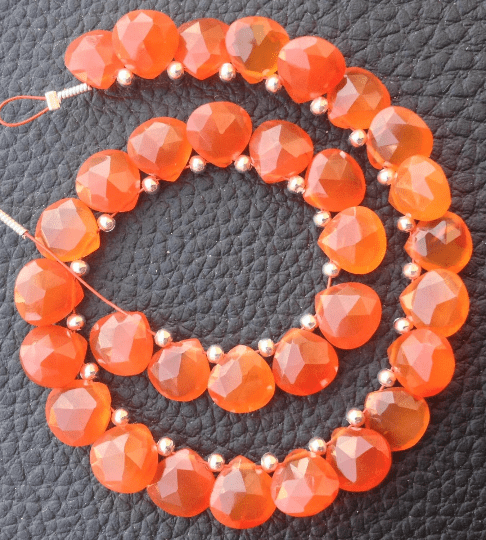 6 Matched Pairs,Brand New, CARNELIAN Faceted Heart Shaped Briolettes,8x8mm Long size,CALIBRATED Size,Matched Pairs.
