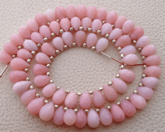 35 Pieces,SPECIAL, BRAND New, Gorgeous Rare Peruvian PINK Opal Faceted Drops Shape Briolette, Aprx. 8-9mm, Best Quality