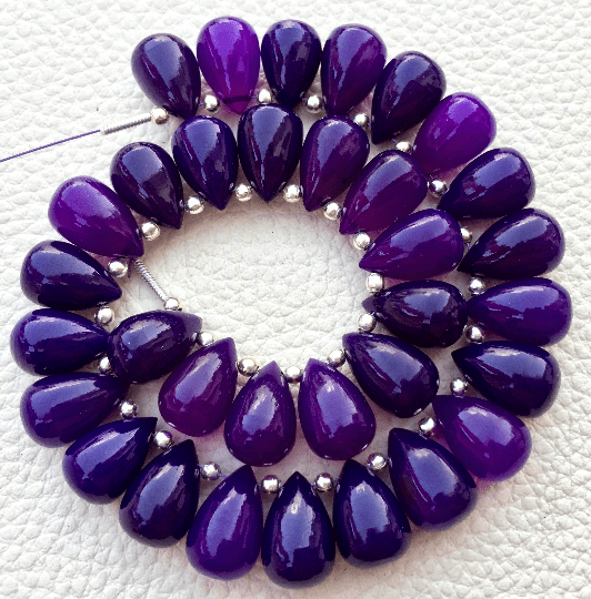 Brand New, 5 Matched Pairs, 12x8mm Long aprx.,AMETHYST PURPLE CHALCEDONY Smooth Drops Briolettes,Amazing Item at Low Price