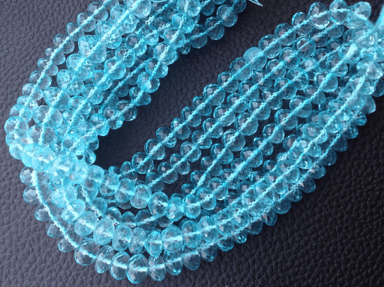 Brand New,Full 8 Inch Strand, SKY BLUE QUARTZ Micro Faceted Rondelles,7mm Size,Amazing Rare Color Rondelles