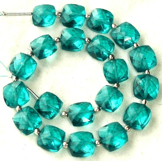 New Arrival,8 Inch Long Strand, PARAIBA BLUE QUARTZ Faceted Cushion Shape Briolettes,8mm Size,Great Price Amazing Item