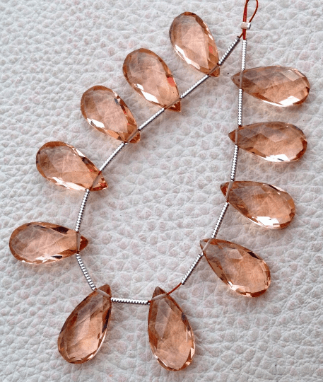 Brand New, 4 Matched pairs, Superb New CHAMPAGNE Quartz, Faceted Pear Shape Briolettes,16x8mm,Superb
