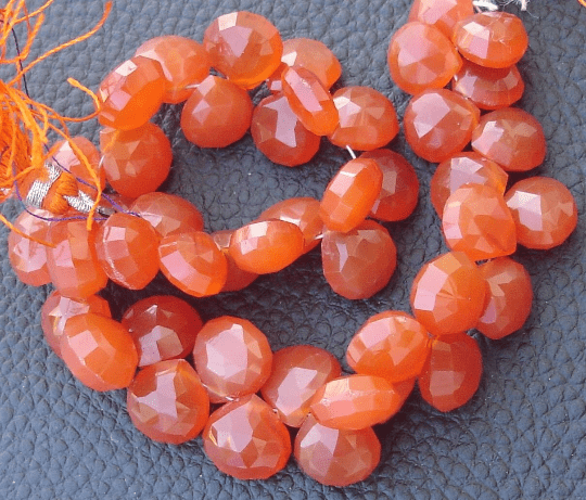 FULL 8 Inch Strand,Superb-Finest Quality CARNELIAN Faceted Heart Shape Briolettes,8-9-10mm size,Great Item