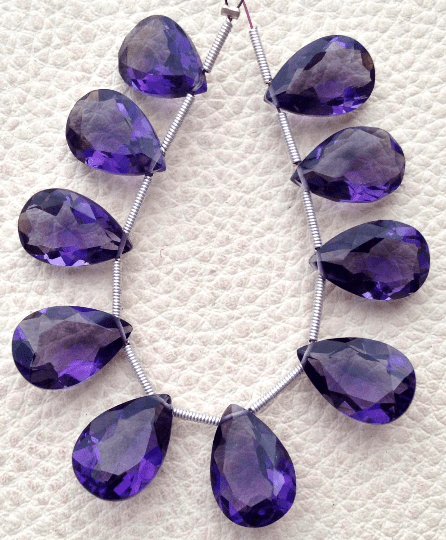 4 Matched pairs, Superb AMETHYST Quartz, New Cut Faceted Pear Shape Briolettes,10x15mm Long,Superb