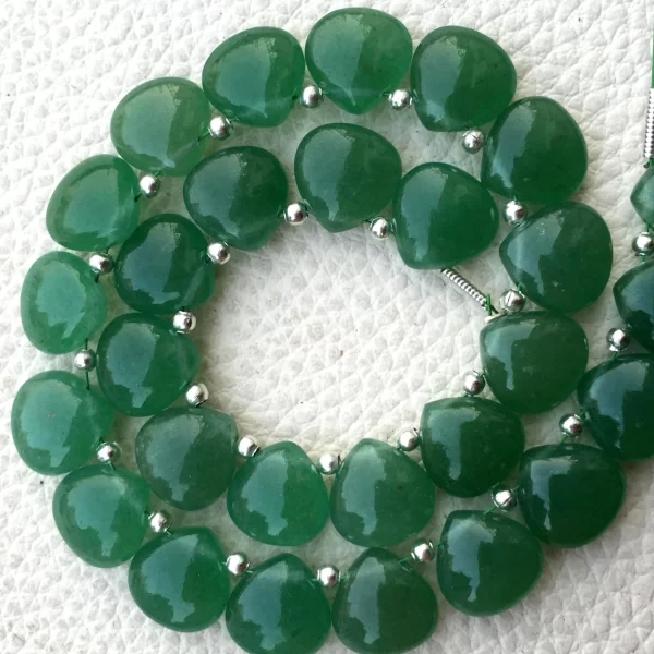 4 Matched Pair, NATURAL GREEN AVENTURINE Smooth Heart Shape Briolettes, 10x10mm size.Superb Item at Low Price