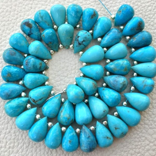 3 Matched Pair, NATURAL Arizona Turquoise Smooth Drops Shape Briolettes, 12x8mm size.Superb Item at Low Price