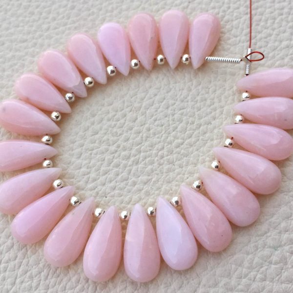 3 Matched Pair, NATURAL PERUVIAN PINK Opal Smooth Pear Shape Briolettes, 15x7mm size.Superb Item at Low Price