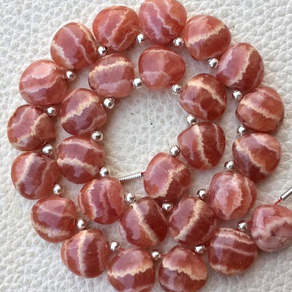 3 Matched Pair, NATURAL RHODOCHROSITE Smooth Heart Shape Briolettes, 10x10mm size.Superb Item at Low Price