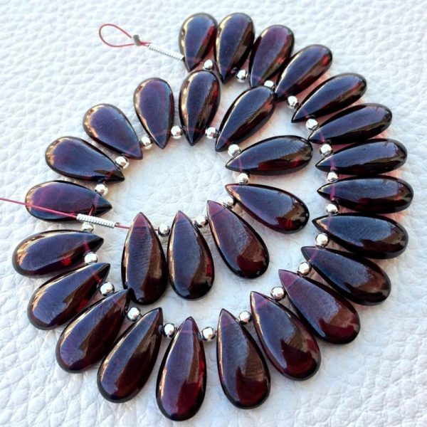 3 Matched Pair, RARE Natural GARNET Smooth PEAR Shape Briolettes, 15x7mm size.Superb Item at Low Price