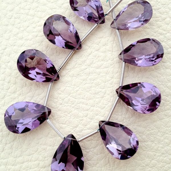 3 Matched pairs, Superb New COLOR CHANGE ALEXANDRITE Quartz Faceted Cut Pear Shape Briolettes,15X10mm Size,Finest Item