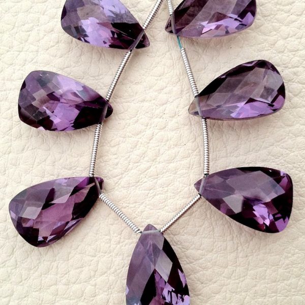 3 Matched pairs, Superb New COLOR CHANGE ALEXANDRITE Quartz Faceted Pyramid Shape Briolettes, 16x10mm Size,Finest Item