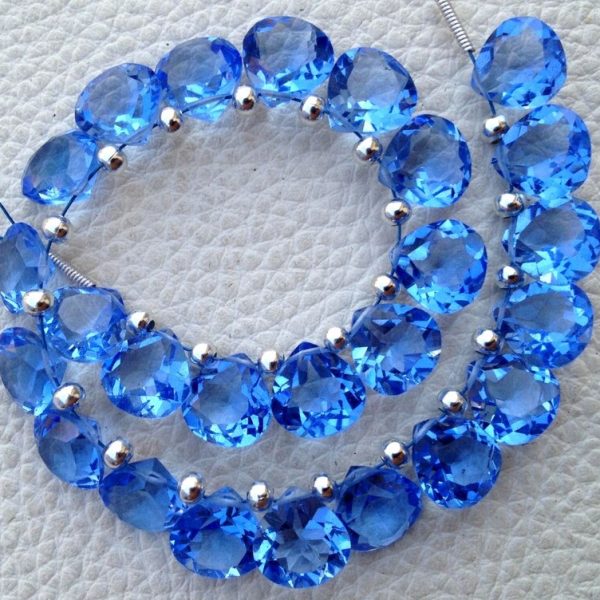 30 Pieces,Brand New Item, TANZANITE BLUE Quartz Faceted Cut Heart Shape Briolettes,8x8mm size,Superb Item at Low Price
